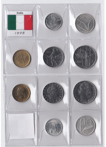 1975 - Serietta di 5 monete tutte dell'anno 1975 in condizioni quasi fdc